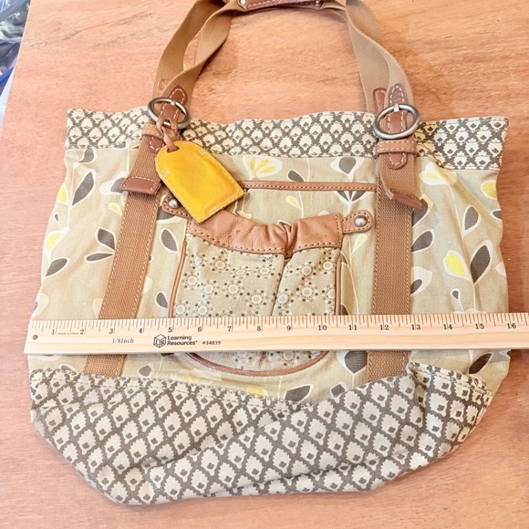 Vintage Fossil Tan Beige Yellow Women's Hobo Bag Tote Purse - Picture 16 of 16